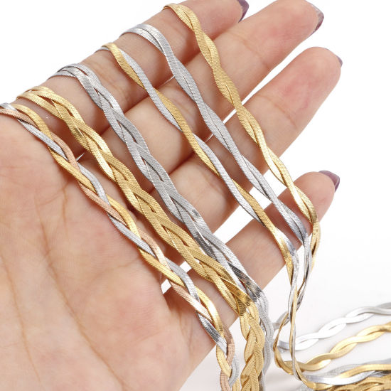 Image de Bracelets En Gros en 304 Acier Inoxydable, Chaîne Serpent Tressée Tissée Placage sous Vide, Unisexe Élégant Minimaliste Cadeau Fournitures de Bijoux 1 Pièce