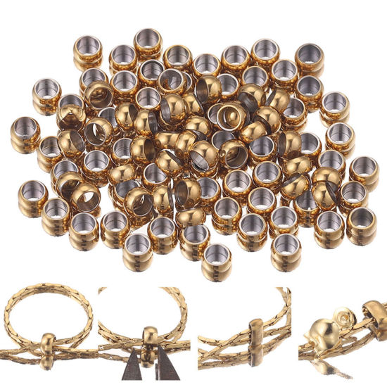 Image de Perles à Écraser en 304 Acier Inoxydable Rond 50 Pcs