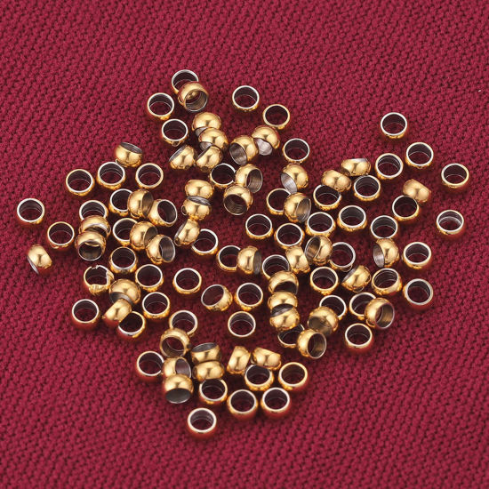 Image de Perles à Écraser en 304 Acier Inoxydable Rond 50 Pcs