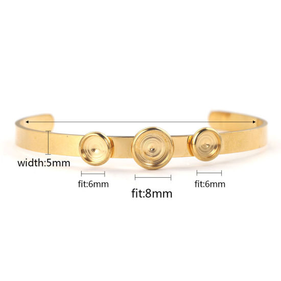 304ステンレス鋼 カフ バングル ブレスレット 多色 台座付 （に似合う 8mm 6mm） （ビーズに似合うサイズ：　 6.6cm直径、 1 個 の画像