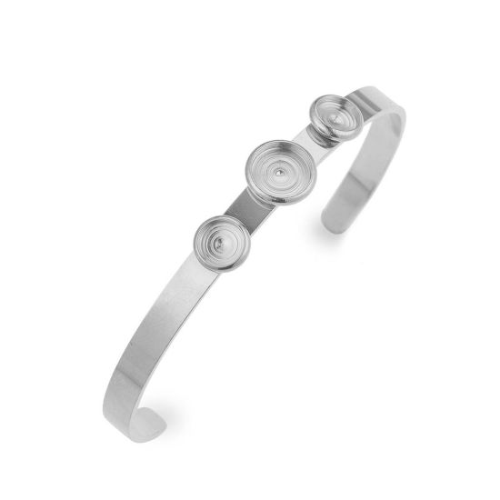 304ステンレス鋼 カフ バングル ブレスレット 多色 台座付 （に似合う 8mm 6mm） （ビーズに似合うサイズ：　 6.6cm直径、 1 個 の画像