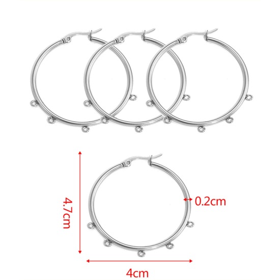 Picture of 304 Stainless Steel Hoop Earrings Round Multicolor With Loop 4.7cm x 4cm