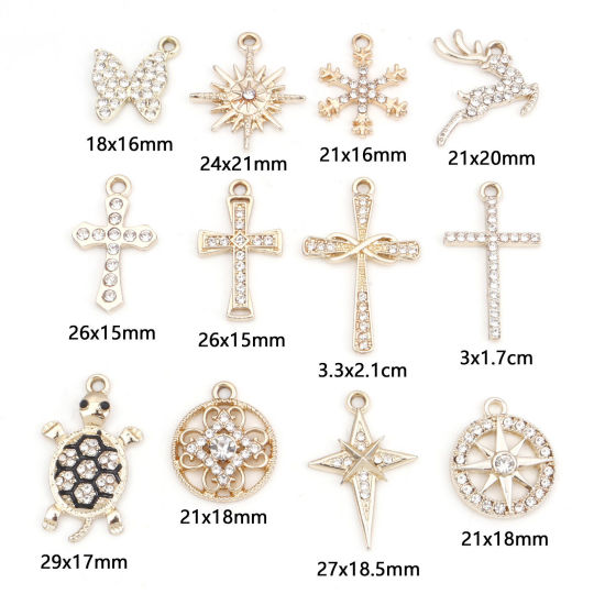 Immagine di Lega di Zinco Micro Intarsio Charms Oro Placcato Trasparente Strass 10 Pz