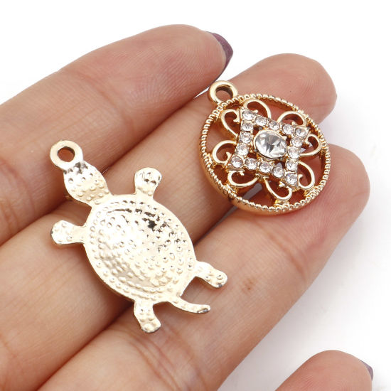 Immagine di Lega di Zinco Micro Intarsio Charms Oro Placcato Trasparente Strass 10 Pz
