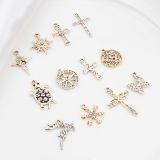 Immagine di Lega di Zinco Micro Intarsio Charms Oro Placcato Trasparente Strass 10 Pz