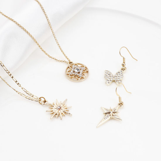 Immagine di Lega di Zinco Micro Intarsio Charms Oro Placcato Trasparente Strass 10 Pz