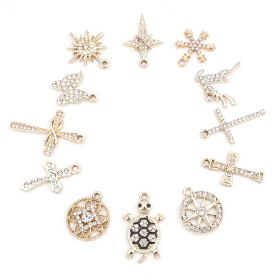 Immagine di Lega di Zinco Micro Intarsio Charms Oro Placcato Trasparente Strass 10 Pz