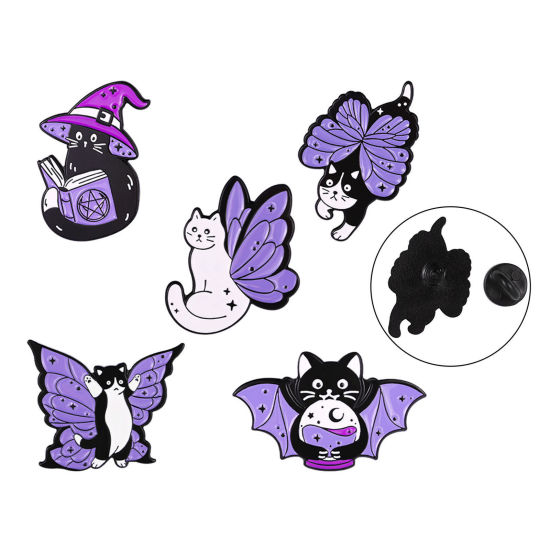 Image de Broche Epingle Mignon Chat Ailes Multicolore Émail 1 Pièce