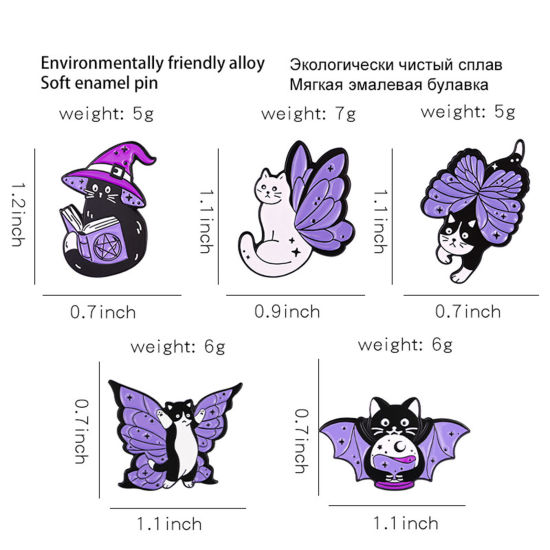 Image de Broche Epingle Mignon Chat Ailes Multicolore Émail 1 Pièce