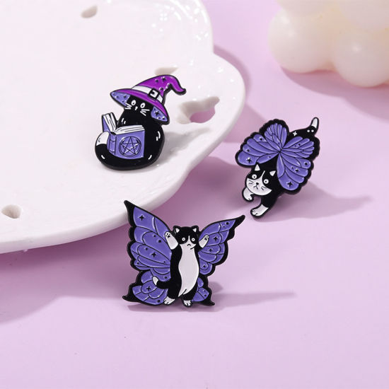 Image de Broche Epingle Mignon Chat Ailes Multicolore Émail 1 Pièce