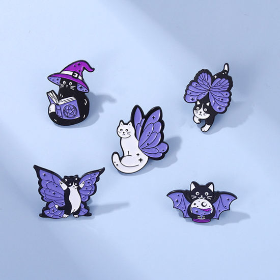 Image de Broche Epingle Mignon Chat Ailes Multicolore Émail 1 Pièce