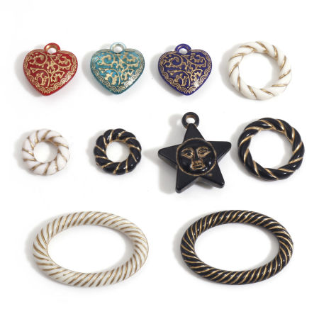 Acryl Retro Charms Bunt 10 Stück