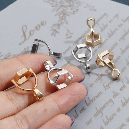 Picture of Zinc Based Alloy Pendant Pinch Bails Clasps Gem Hexagonal Column Accessories