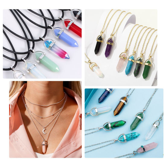 Picture of Zinc Based Alloy Pendant Pinch Bails Clasps Gem Hexagonal Column Accessories