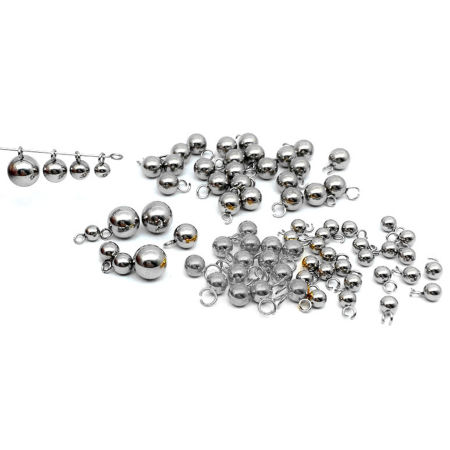 304 Edelstahl Charms Rund Silberfarbe 10 Stück