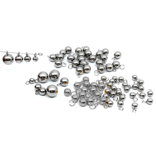 Immagine di 304 Acciaio Inossidabile Charms Tondo Tono Argento 10 Pz