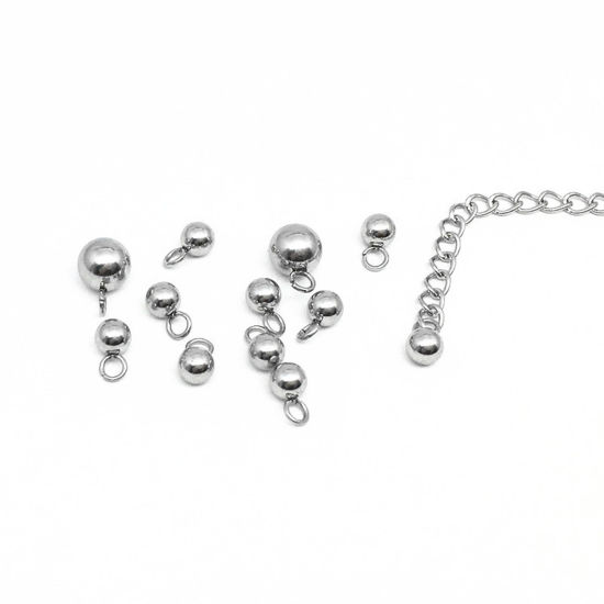 Immagine di 304 Acciaio Inossidabile Charms Tondo Tono Argento 10 Pz