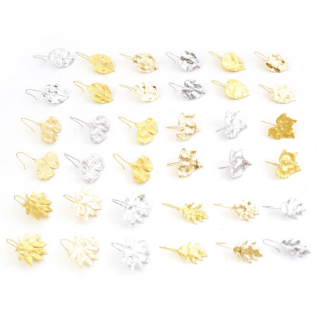 Copper Flora Collection Ear Wire Hook Earrings Real Gold Plated Leaf