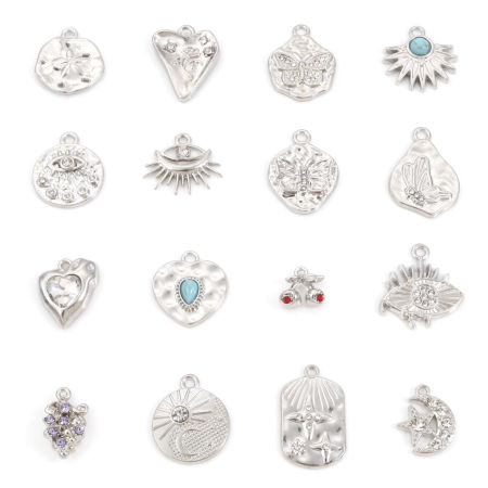 Breloques en Alliage de Zinc Argent Mat 10 Pcs