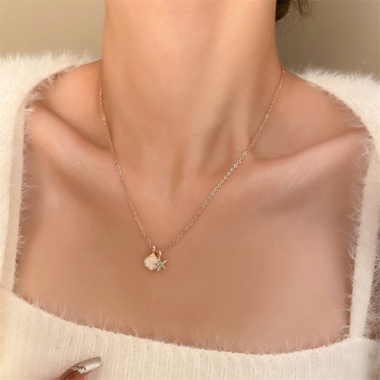 インスタイル ins風 ペンダントネックレス 星 シェル 透明ラインストーン 1 本 の画像