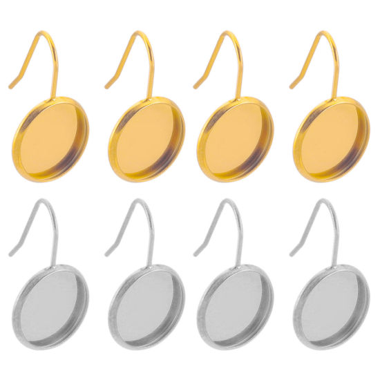 Image de Boucles d'Oreilles Crochets en 304 Acier Inoxydable Rond Multicolore Cabochon Rapportable Epaisseur de Fil: (20 gauge), 10 Pcs