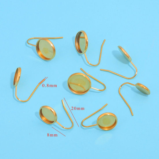 Image de Boucles d'Oreilles Crochets en 304 Acier Inoxydable Rond Multicolore Cabochon Rapportable Epaisseur de Fil: (20 gauge), 10 Pcs