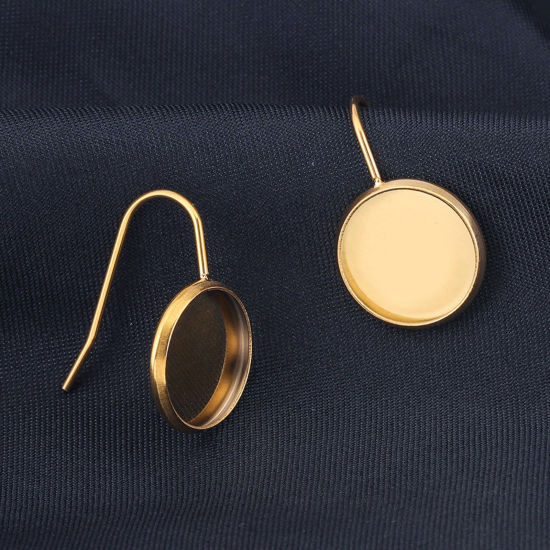 Image de Boucles d'Oreilles Crochets en 304 Acier Inoxydable Rond Multicolore Cabochon Rapportable Epaisseur de Fil: (20 gauge), 10 Pcs