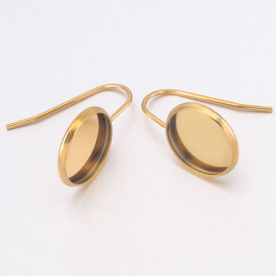 Image de Boucles d'Oreilles Crochets en 304 Acier Inoxydable Rond Multicolore Cabochon Rapportable Epaisseur de Fil: (20 gauge), 10 Pcs