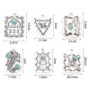 Picture of Zinc Based Alloy Boho Chic Bohemia Pendants Antique Silver Color Green Blue Half Moon Animal With Resin Cabochons Imitation Turquoise