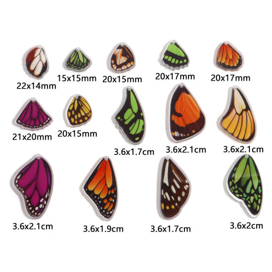 Image de Breloques en Acrylique Insecte Aile de Papillon Multicolore 10 Pcs
