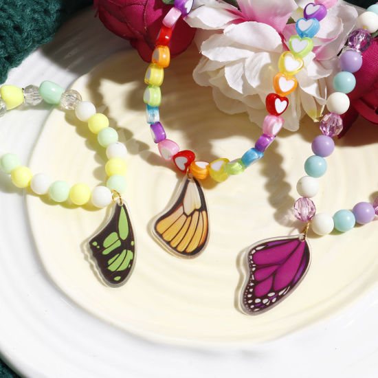Image de Breloques en Acrylique Insecte Aile de Papillon Multicolore 10 Pcs