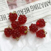 Picture of 2 PCs Brass & Resin 3D Charms Wholesale, Raspberry Fruit Gold Plated Multicolor 15mm x 11mm