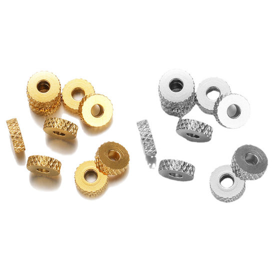 Image de Perles en 304 Acier Inoxydable Plat-Rond 6mm x 2mm, 10 Pcs
