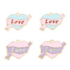 Picture of Zinc Based Alloy Valentine's Day Charms Gold Plated Multicolor Heart Ribbon Message " LOVE " Enamel 25mm x 19mm