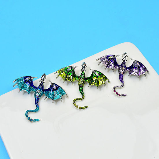 おしゃれ ブローチ ドラゴン 多色 エナメル 1 個 の画像