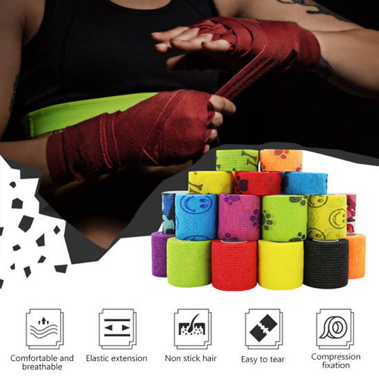 Imagen de No Tejidos Elástica Médico Venda Cinta para Primera Curación Deportes Muñequera Multicolor 1 Rollo