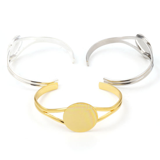 Picture of Brass Cabochon Settings Open Cuff Bangles Bracelets Findings Multicolor 16cm(6 2/8") long