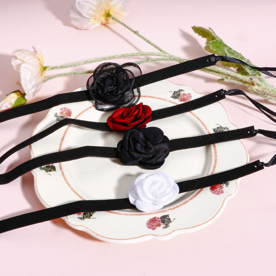 Image de Collier Ras de Cou en Gaze Style Japonais Multicolore Fleur 1 Pièce