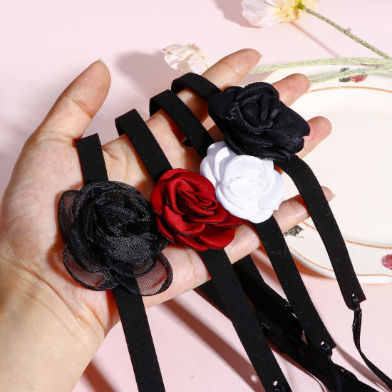 Image de Collier Ras de Cou en Gaze Style Japonais Multicolore Fleur 1 Pièce