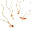 Picture of Brass Charms Gold Plated Heart Dragonfly Micro Pave Clear & Red Rhinestone
