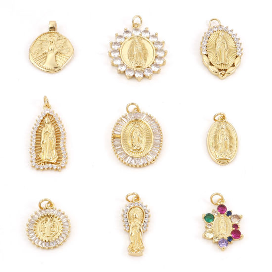 Image de Breloques Religieux en Laiton Doré Sainte-Vierge 1 Pièce