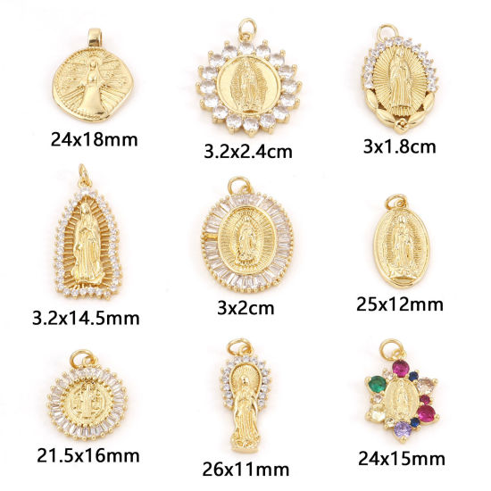 Image de Breloques Religieux en Laiton Doré Sainte-Vierge 1 Pièce