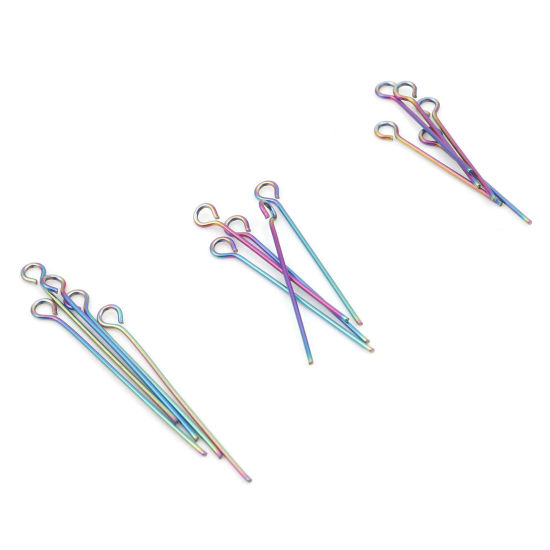 Image de 0.6mm Aiguilles Tiges à Œil en Acier Inoxydable Multicolore 10 Pcs