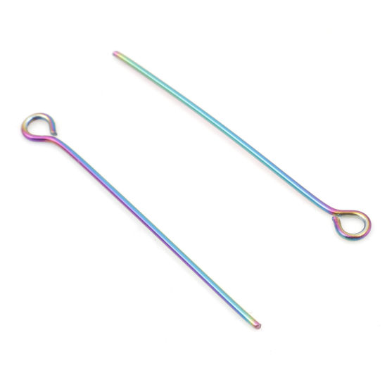 Image de 0.6mm Aiguilles Tiges à Œil en Acier Inoxydable Multicolore 10 Pcs