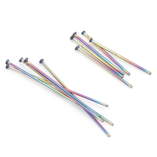 Image de Aiguilles Tiges à Tête Plate en Acier Inoxydable Multicolore 10 Pcs