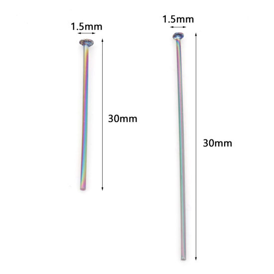 Image de Aiguilles Tiges à Tête Plate en Acier Inoxydable Multicolore 10 Pcs