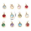 Picture of 304 Stainless Steel Charms Gold Plated Round Multicolour Cubic Zirconia 13mm x 8mm