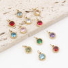 Picture of 304 Stainless Steel Charms Gold Plated Round Multicolour Cubic Zirconia 13mm x 8mm