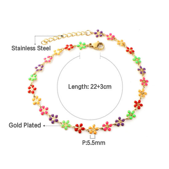 Image de Chaînes de Cheville en 304 Acier Inoxydable Multicolore Mauvais Œil 22cm long, 1 Pièce