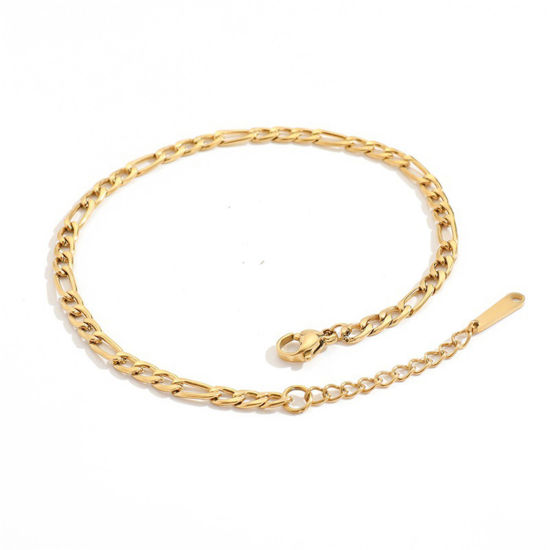 Image de Chaînes de Cheville Simple en 304 Acier Inoxydable Chaîne Maille Figaro 3/1 Multicolore 20cm long, 1 Pièce